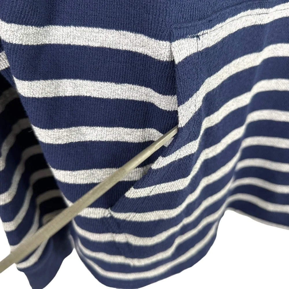 J. Crew Mens Stripe Pullover Henley Hoodie Sweater Small Blue Gray Lightweight